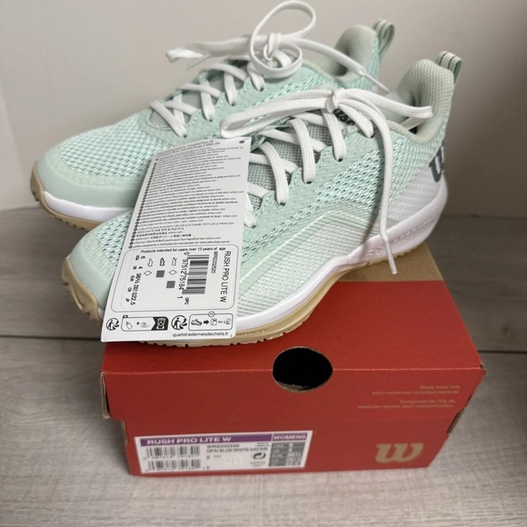 Wilson Shoes - Wilson Rush Pro Lite Womens 6 White/Opal Blue Tennis/Pickleball Shoes New